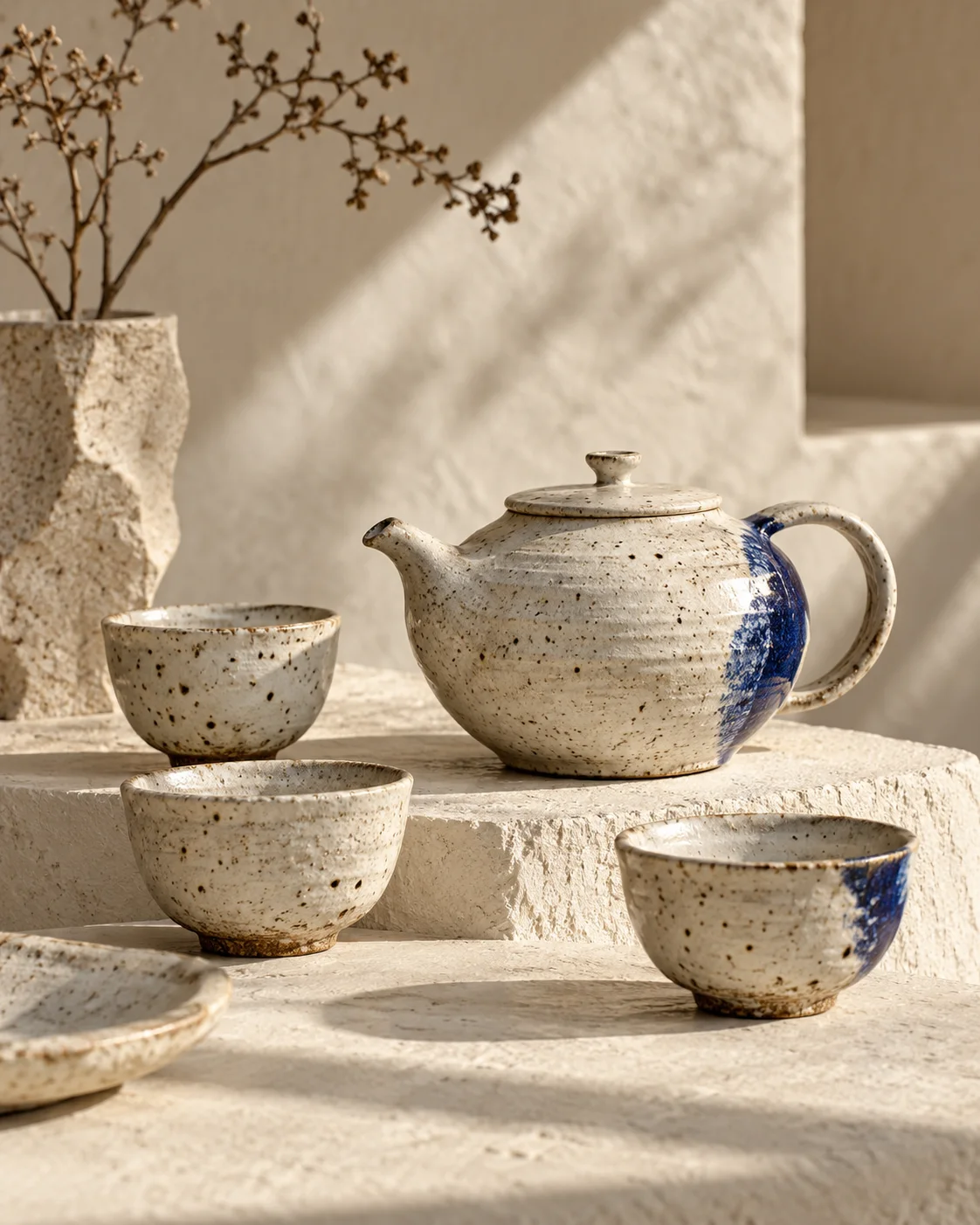 Hand-thrown ceramic tea set